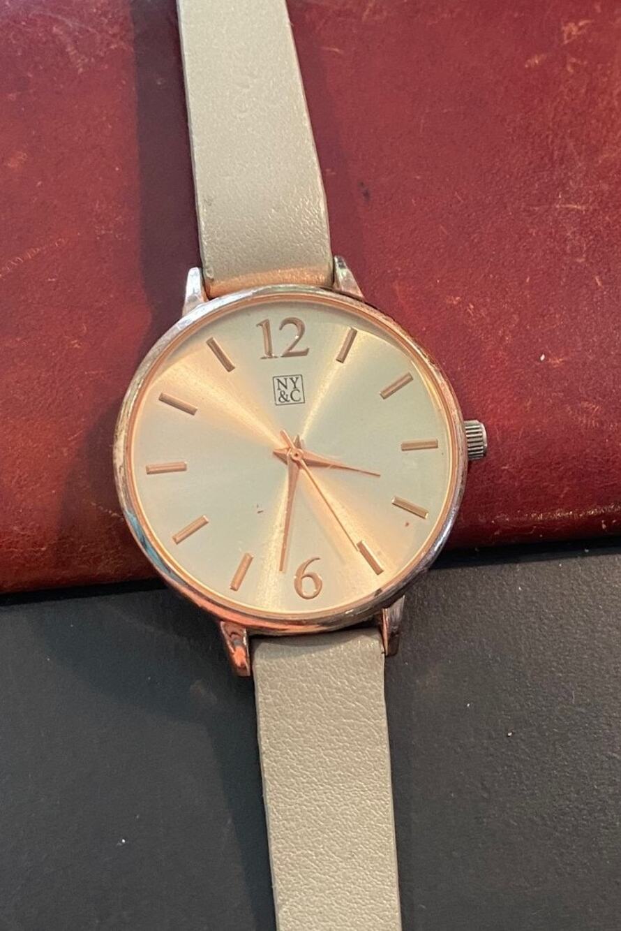 Women's 38mm Rose Gold Tone New York & Co Watch, Gray Band